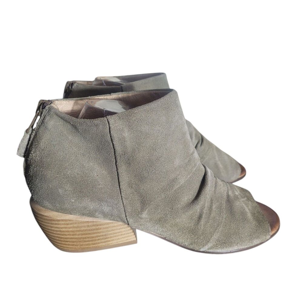 Miz Mooz Peep Toe Suede Leather Bootie Sandals Women's Size 41 US 9.5 - 10 Green